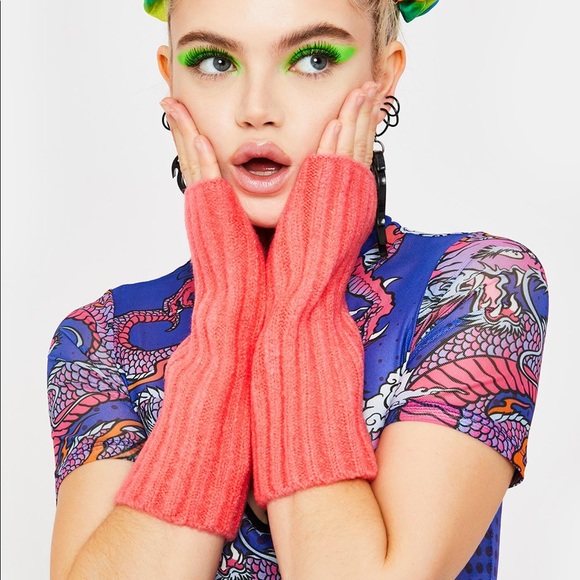 NWT Free People Pink Outside The Lines Armwarmers - Picture 1 of 6